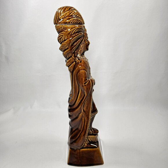 Ezra Brooks 1968 Empty Whiskey Decanter Bottle 16" Native American Chief - Picture 6 of 12